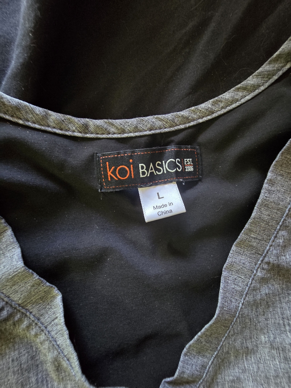 koi BASICS Black and Gray Scrub Top